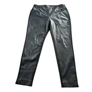 Chico’s Womens Black Faux Leather Leggings Pull On Stretchy Size 12